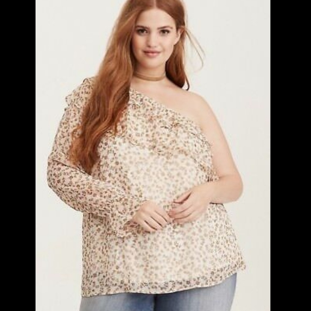 torrid womens 1x floral print one shoulder top chi